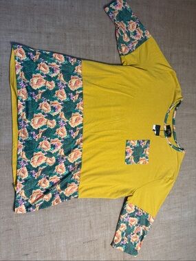 L&B Mustard Yellow and Green Floral Panel Top